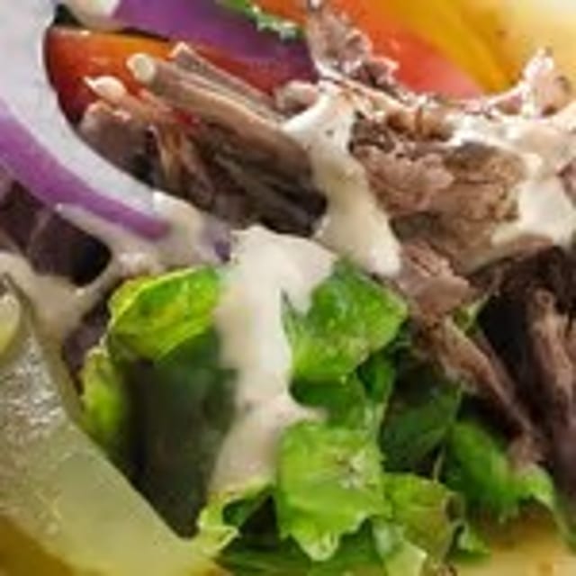Lamb shawarma (gyro) sandwich.